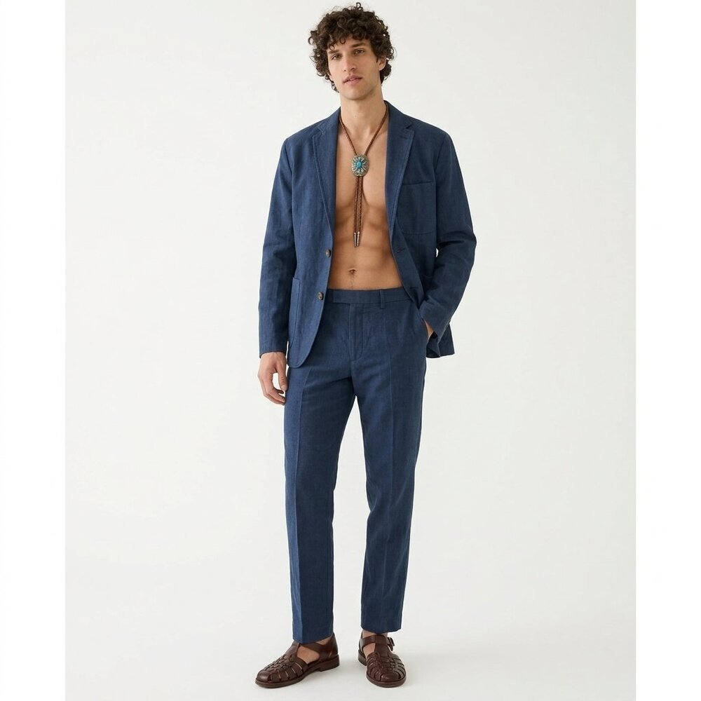 NWT J. Crew Garment-Dyed Cotton-Linen Blend Chino Suit Jacket